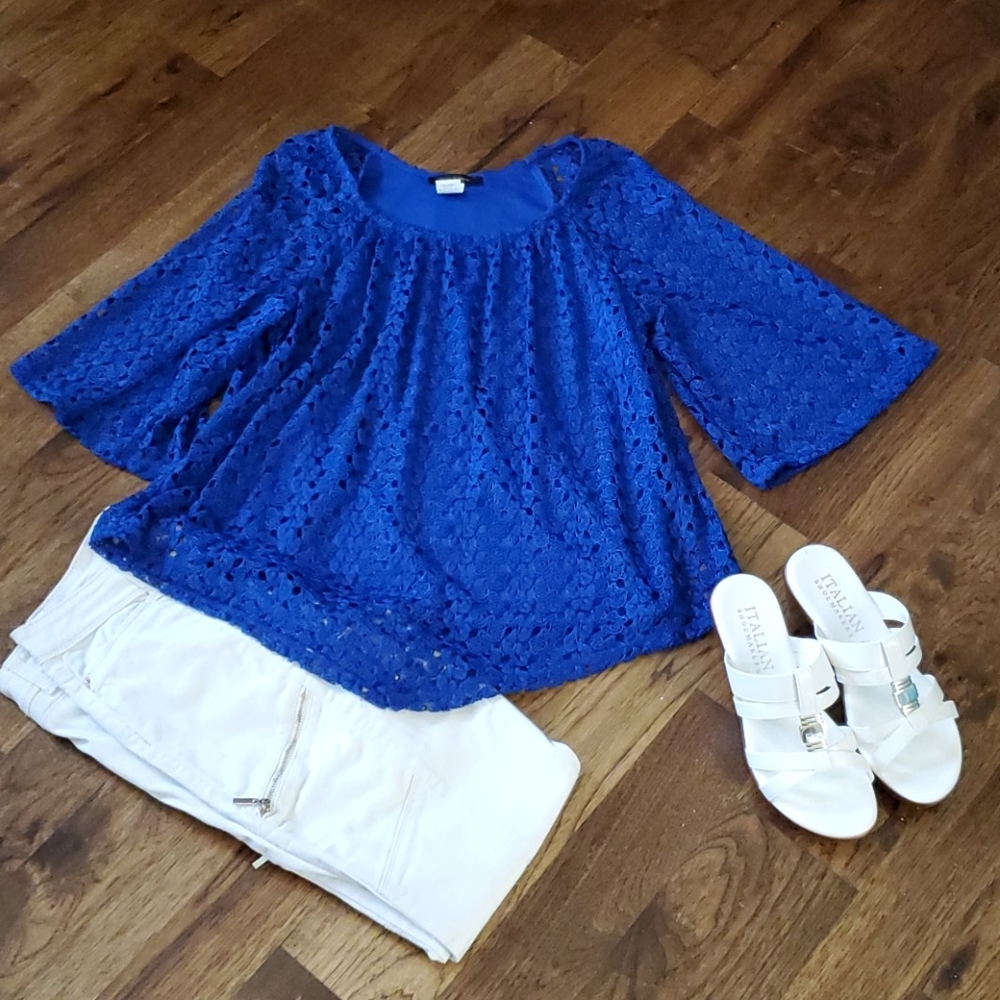 Womens royal blue tank with lace top size M